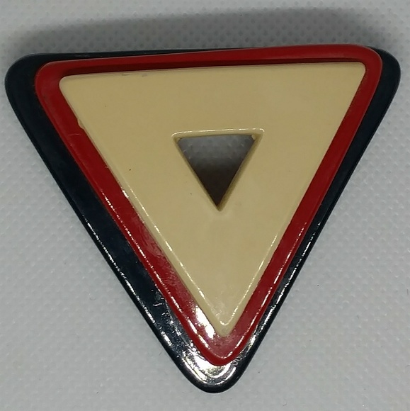 Vtg Red, "White", & Blue stacked triangle brooch - Picture 1 of 7